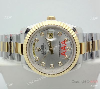 Rolex Day Date Rolex Presidential Replica Watches 2-Tone Diamond Dial 36mm